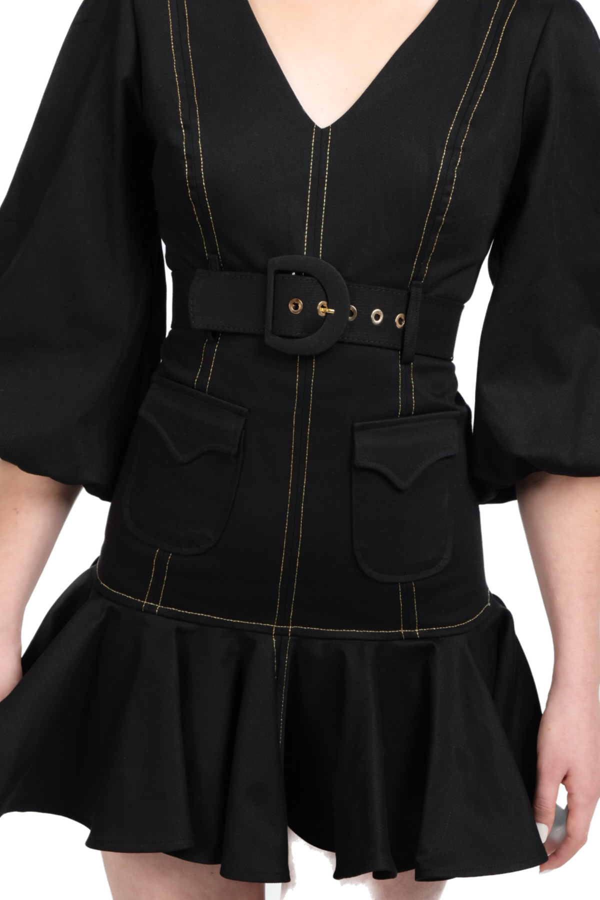 Gold Lined Dress Black